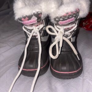 London Fog Kids Boots with Pink and White Accents
